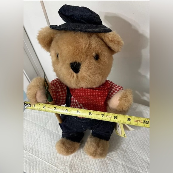 Rare Farmer Teddy Bear With Stand Christmas Treasures Collection 1995 Plush 14” - Picture 10 of 11